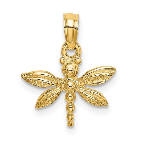 14k Yellow Gold 2-D Mini Dragonfly w/Solid Wings Charm,All Products : American Fashion Style Bags On Sale